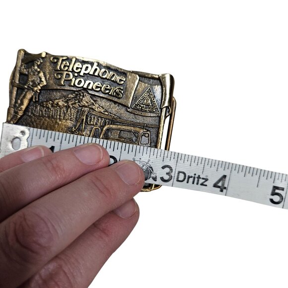 Vintage Solid Brass Telephone Pioneers Belt‎ Buckle Oregon Limited Edition No. 3 - Picture 7 of 8